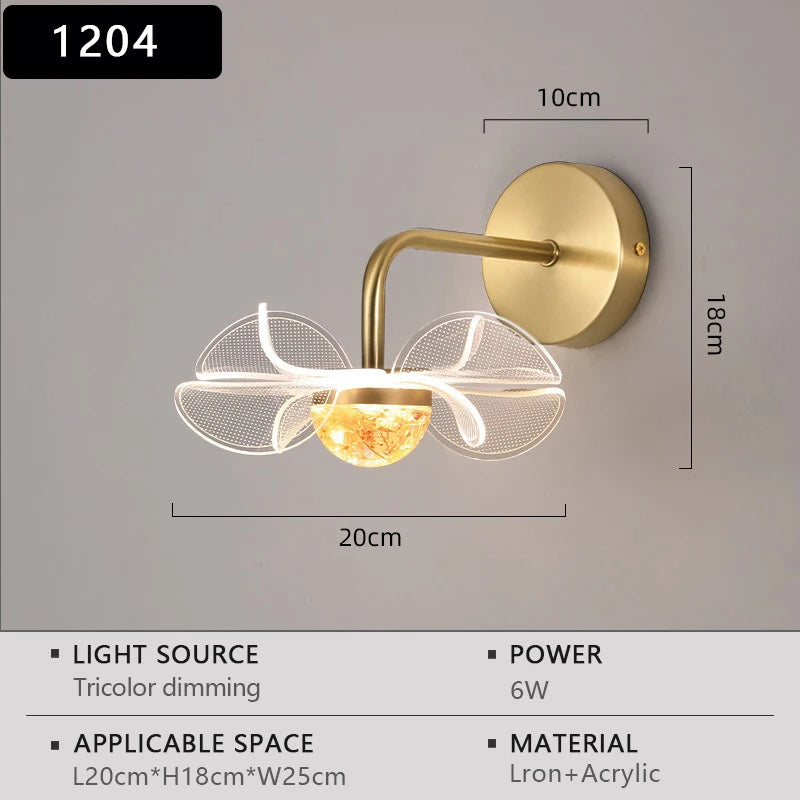 Aurora Bloom Brass Wall Light