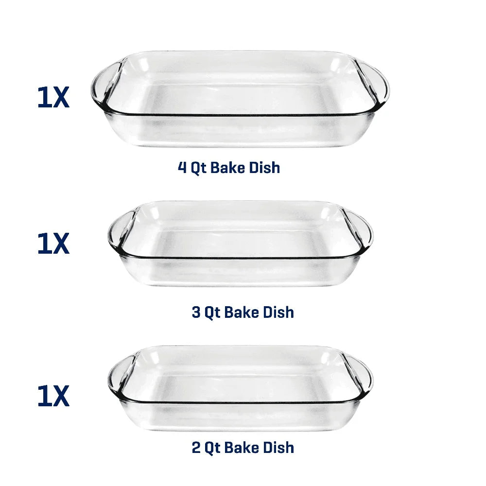 ClearBake Essentials Glass Baking Dish Set (3-Piece)