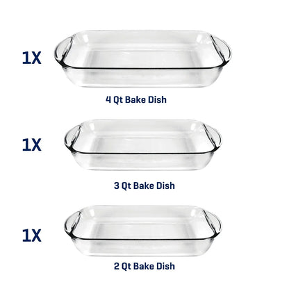 ClearBake Essentials Glass Baking Dish Set (3-Piece)