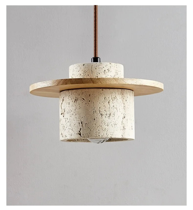 Vintage Stone Wood Pendant Lamp