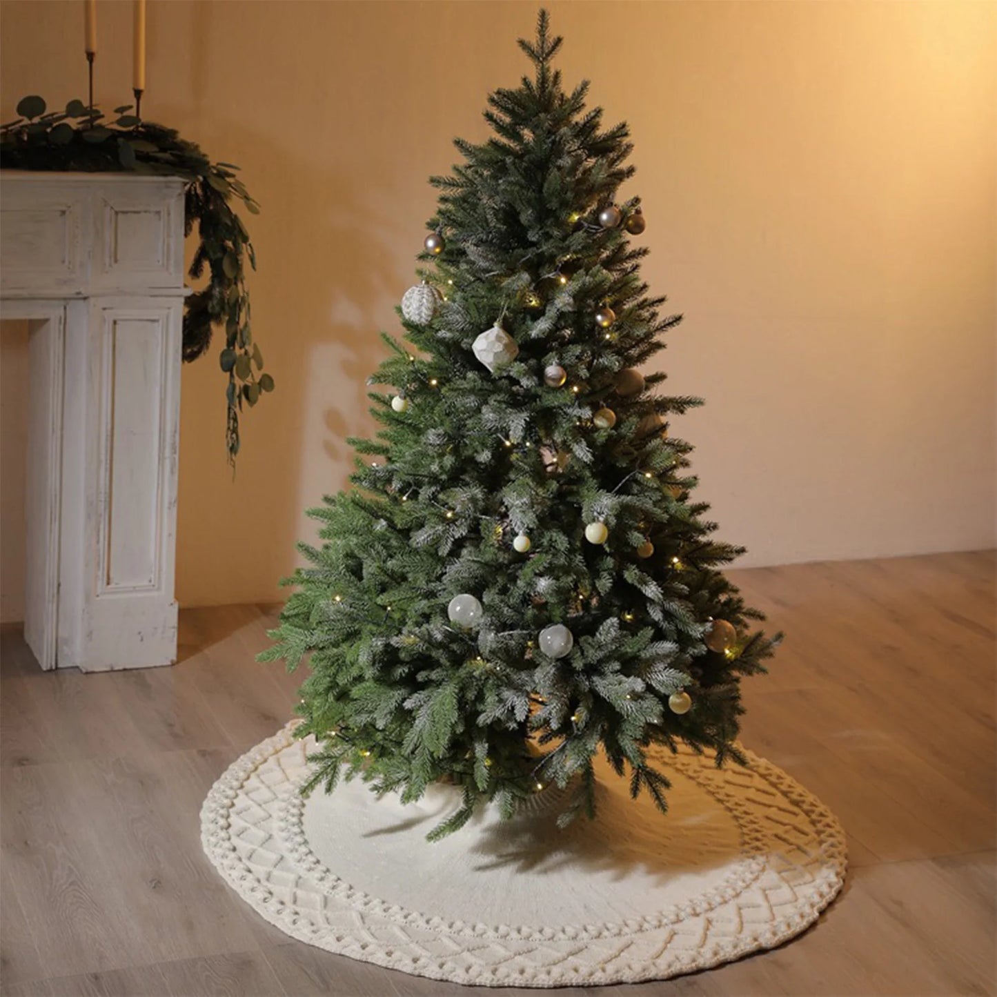 Rustic Knitted Christmas Tree Skirt