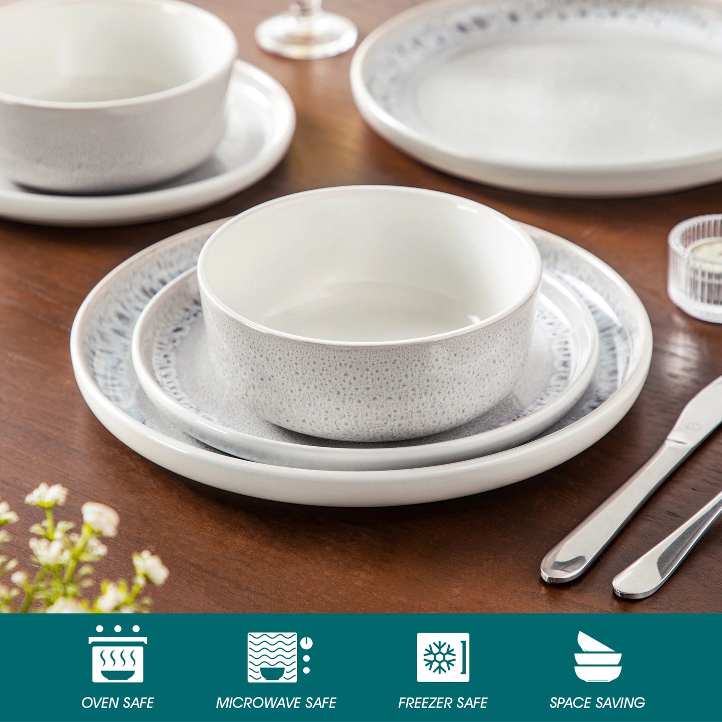 Frosted Mist Stoneware Dinnerware Set