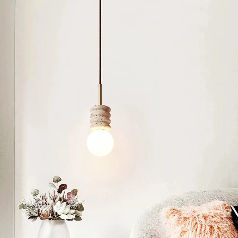 Modern Beige Travertine Pendant Light