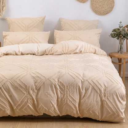 Roselle Tufted Geometric Duvet Cover Set
