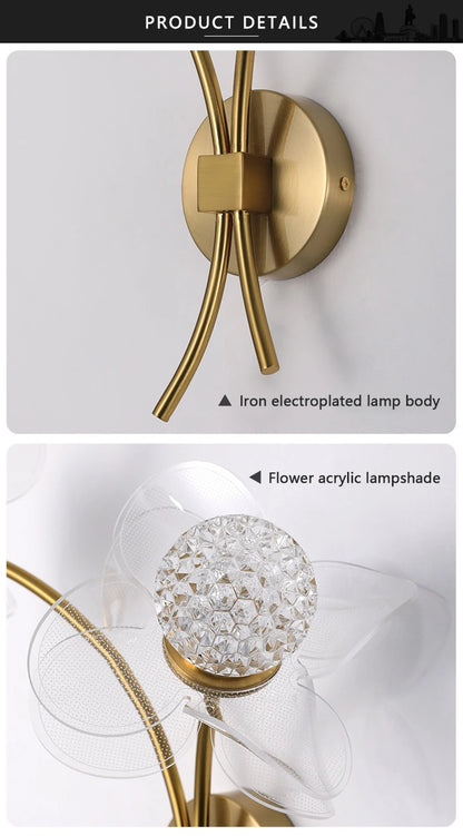 Aurora Bloom Brass Wall Light
