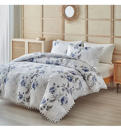 Moonlit Blossom Pom-Pom Duvet Set