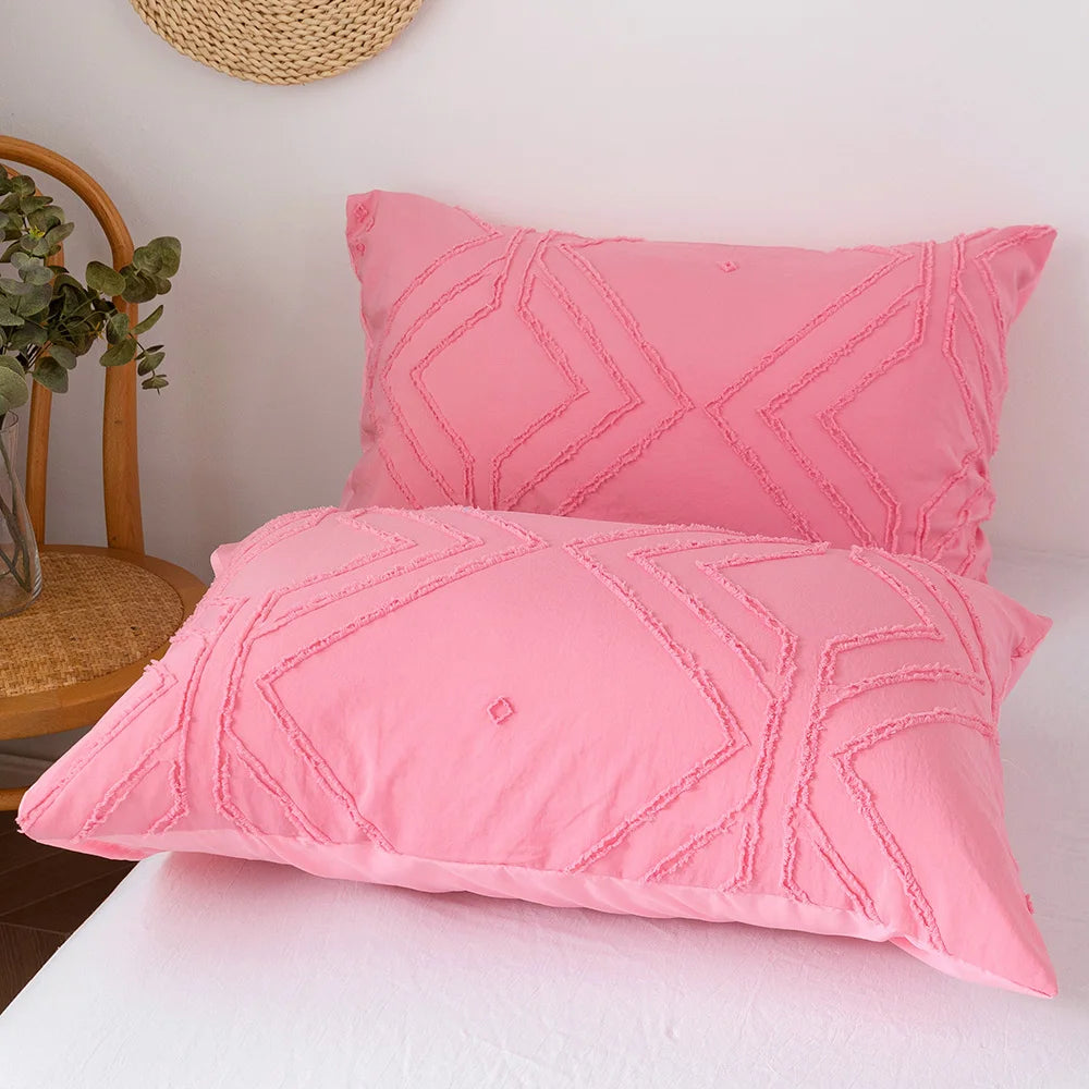 Roselle Tufted Geometric Duvet Cover Set