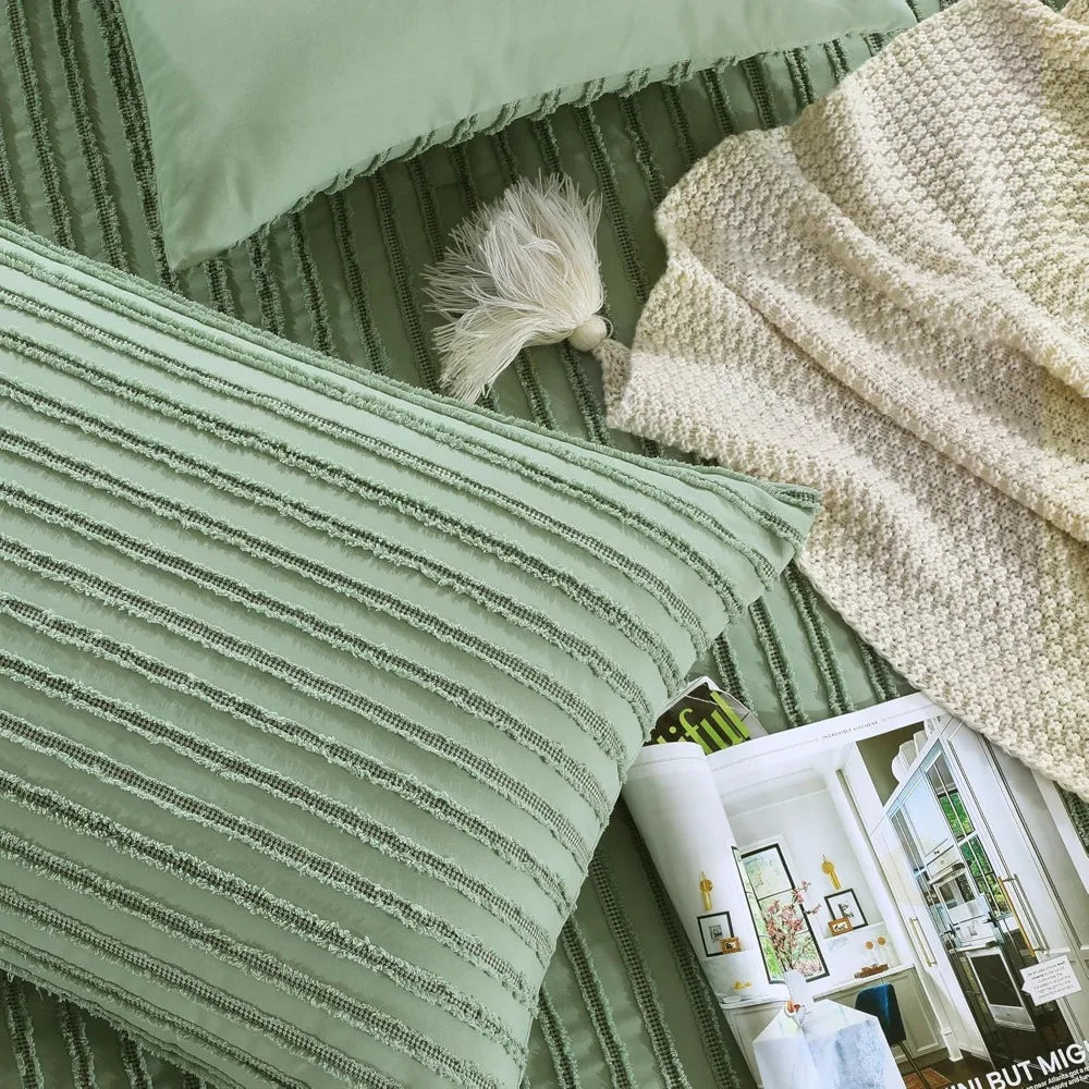 Sage Green Oversized King Tufted Bedding Set