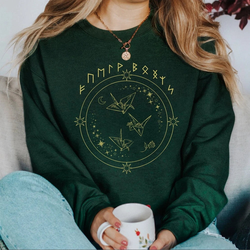 Celestial Origami Cranes Rune Sweatshirt