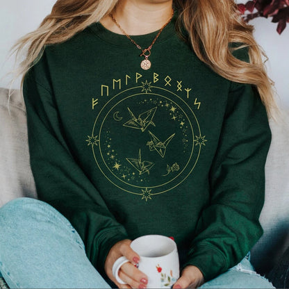 Celestial Origami Cranes Rune Sweatshirt
