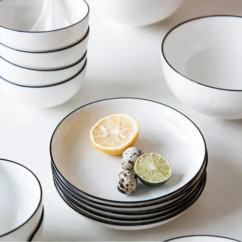 Black Line Ceramic Plates