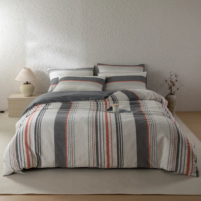 NORDÉLLE Cotton Stripe Duvet Cover Set
