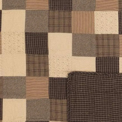 Kettle Grove 3-Piece Queen Quilt Set – Primitive Country Patchwork Design in Black and Crème