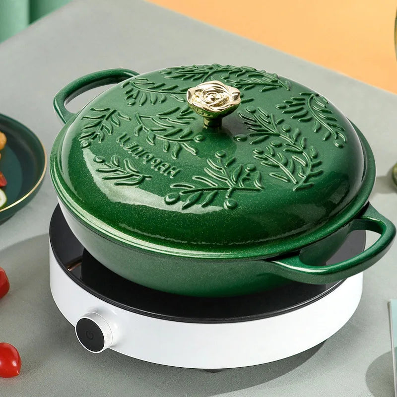 Green Cast Iron Cooking Pot