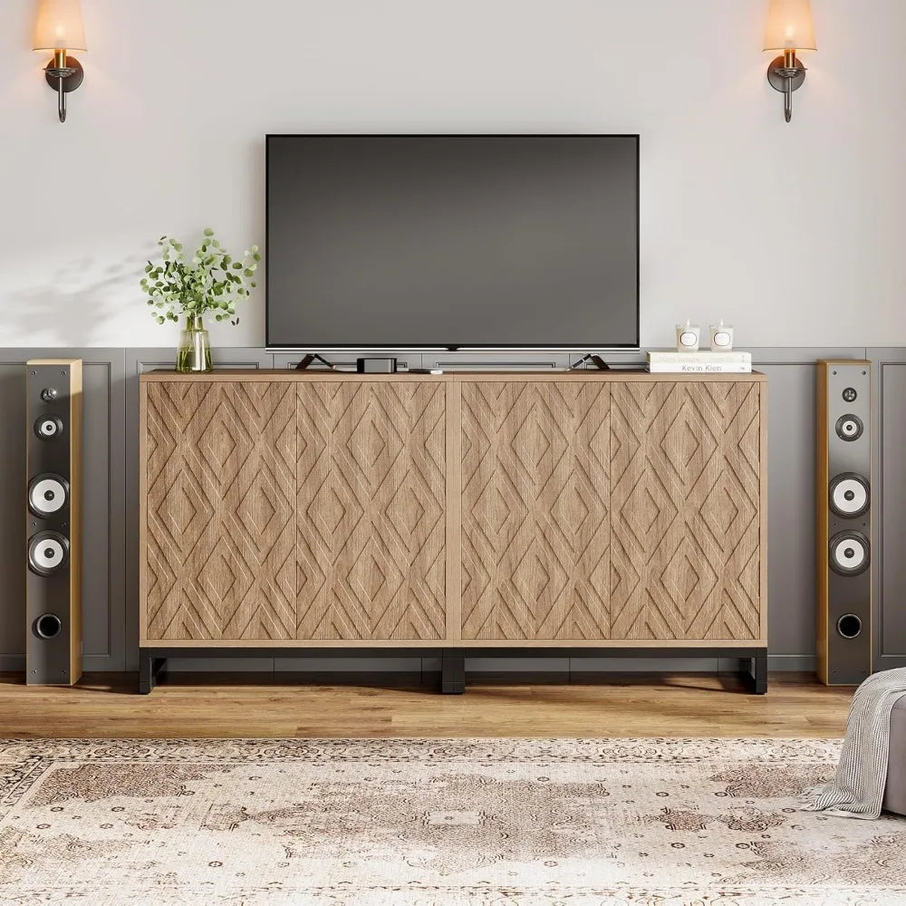 Hearthline Carved Farmhouse Sideboard Cabinet