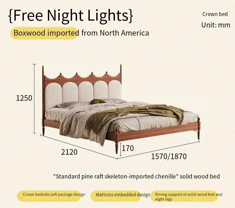 CrownRest™ Solid Wood Bed