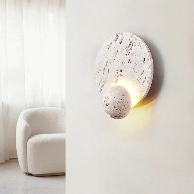 Oris Travertine Disc Sconce