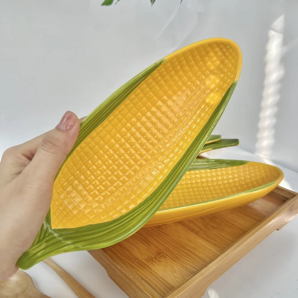 Corn Shaped Ceramic Plate