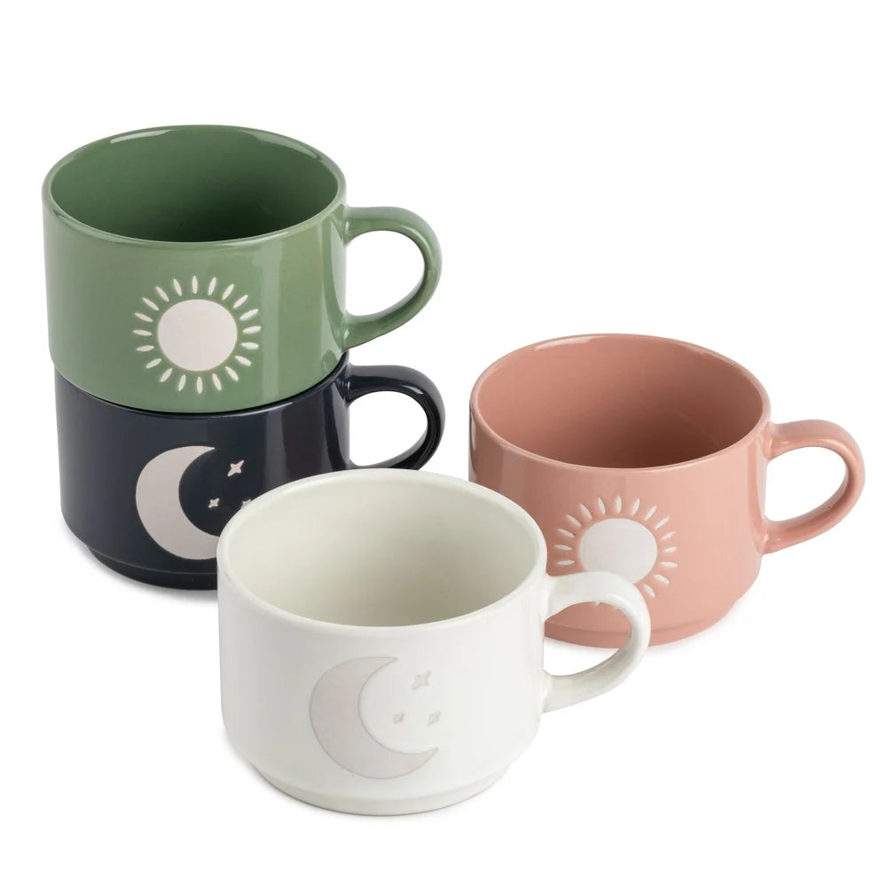 Celestia Stackable Sun & Moon Mug Set (4-Piece, 11 oz)