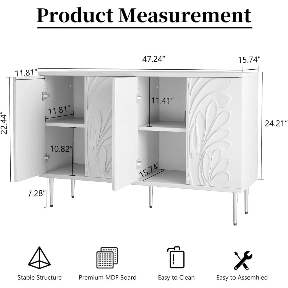 RoyalCraft FloraRelief 3D Carved Sideboard Cabinet