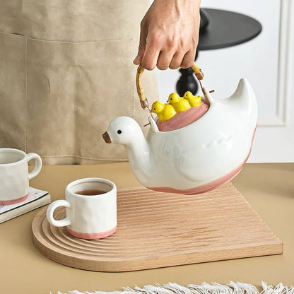 Golden Quackstone Ceramic Tea Kettle Set
