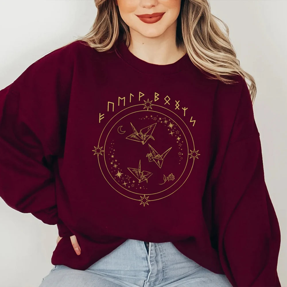 Celestial Origami Cranes Rune Sweatshirt
