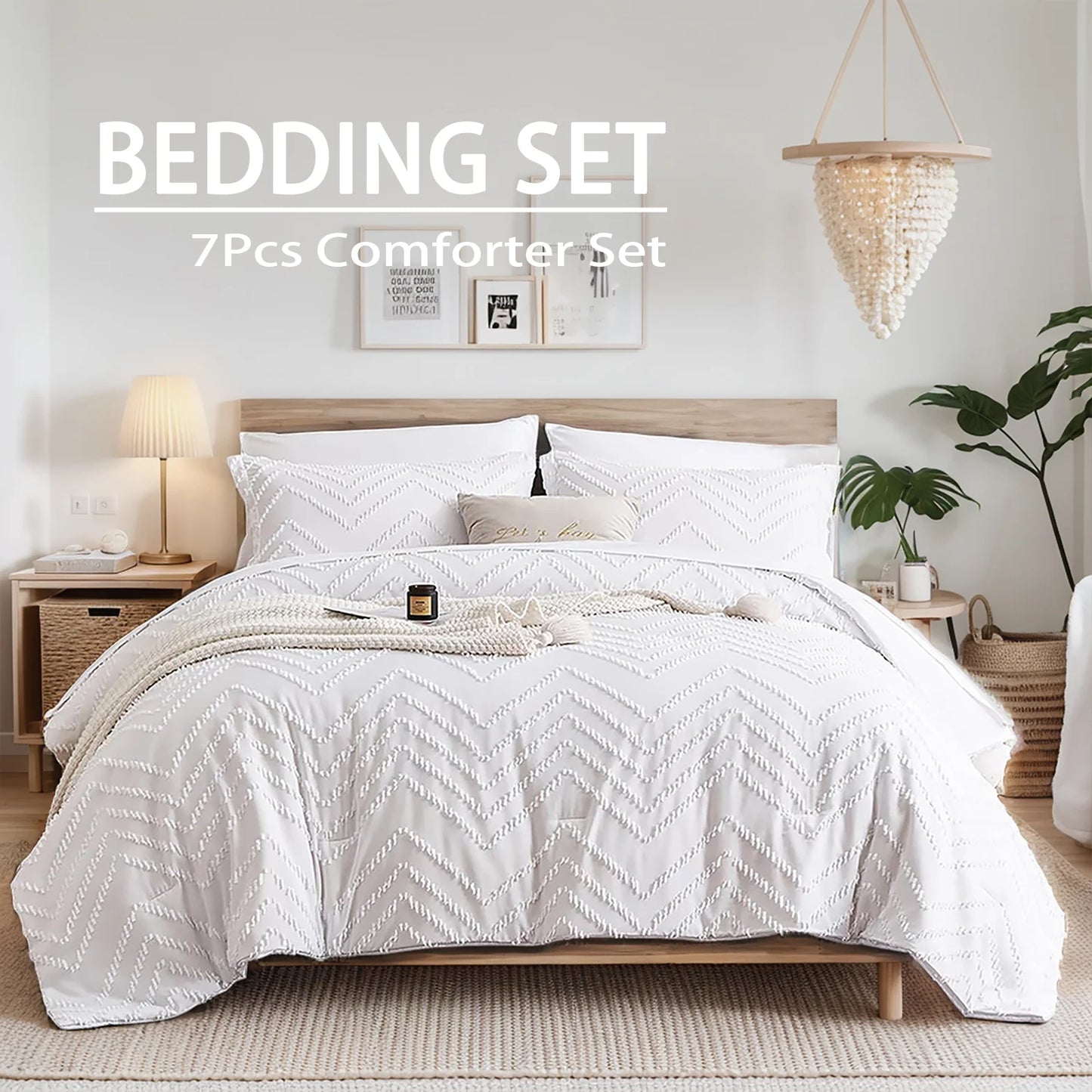 Evergreen Chevron Bloom 7-Piece Quilt Set