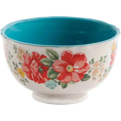 Teal Garden Vintage Footed Bowl Set of 4