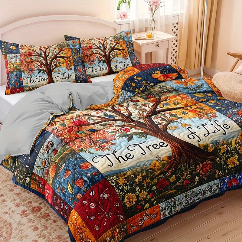 The Tree Of Life Quilted Duvet Cover Set
