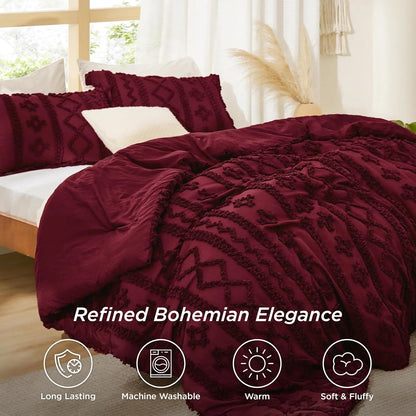 Crimson Solace Chenille Duvet Set
