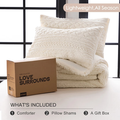 Ivory Cloud Sherpa Comforter Set