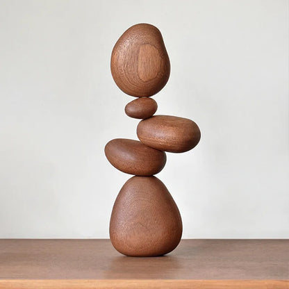 Zen Wood Stone Shape Decor