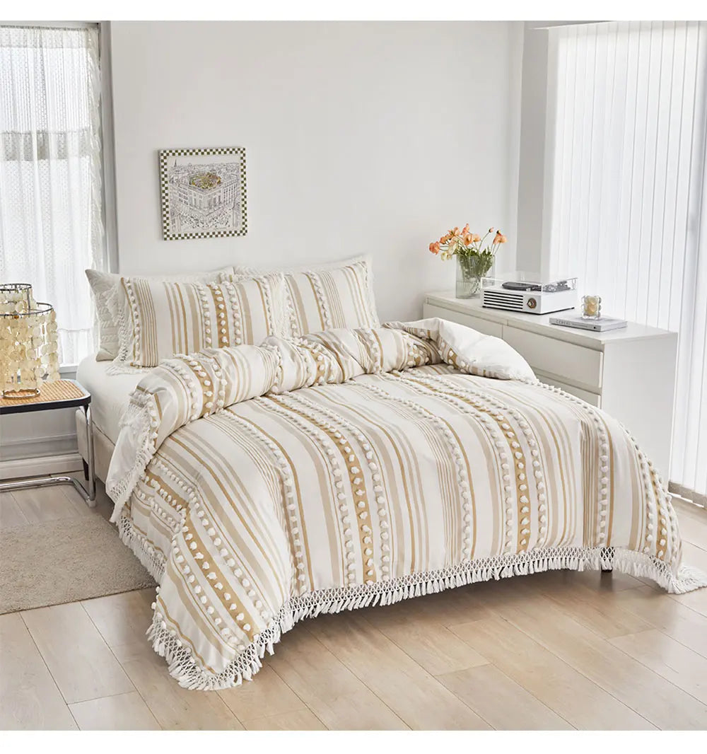 WanderWeave Pom-Stripe Bedding Set