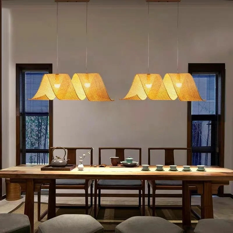 Moonflow Bamboo Weave Pendant Light