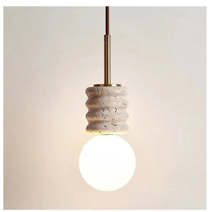 Modern Beige Travertine Pendant Light