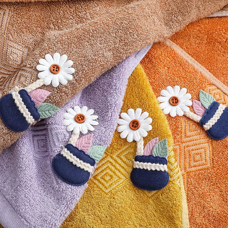 Embroidered Flower Towel Set