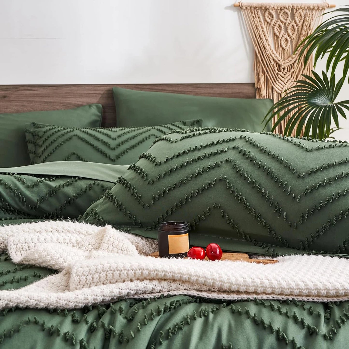 Evergreen Chevron Bloom 7-Piece Quilt Set