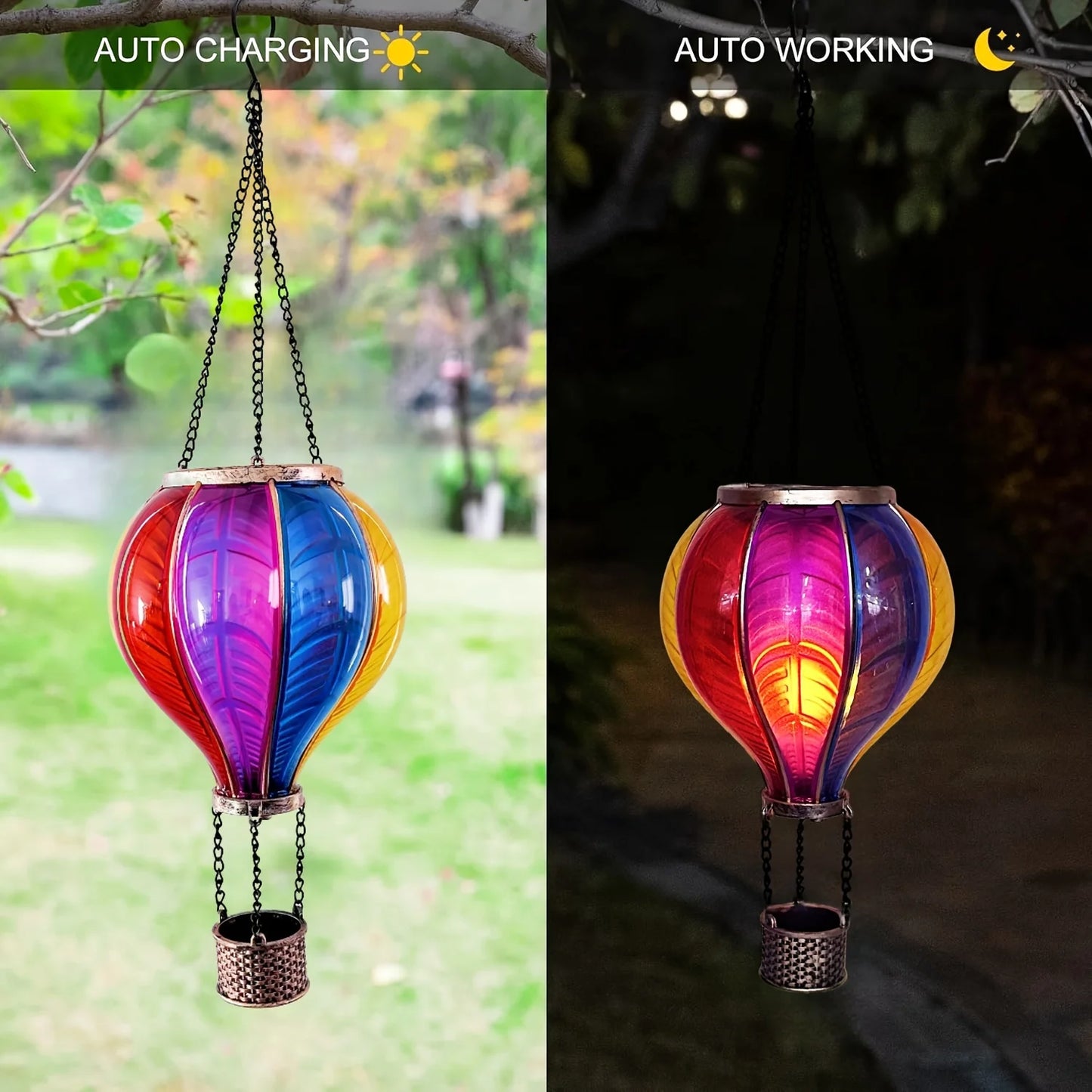 Rainbow Hot Air Balloon Solar Lamp