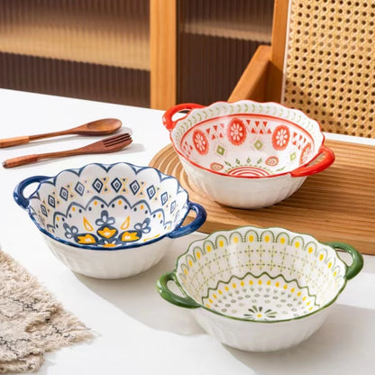 Scallop Edge Ceramic Handle Bowls