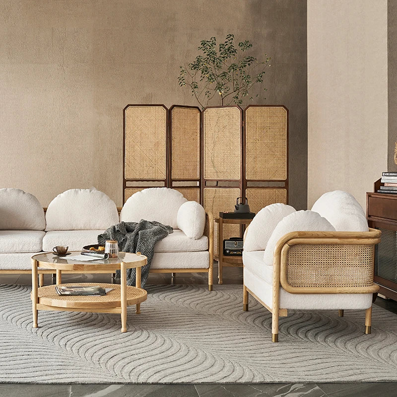 Nordic Rattan Fabric Sofa