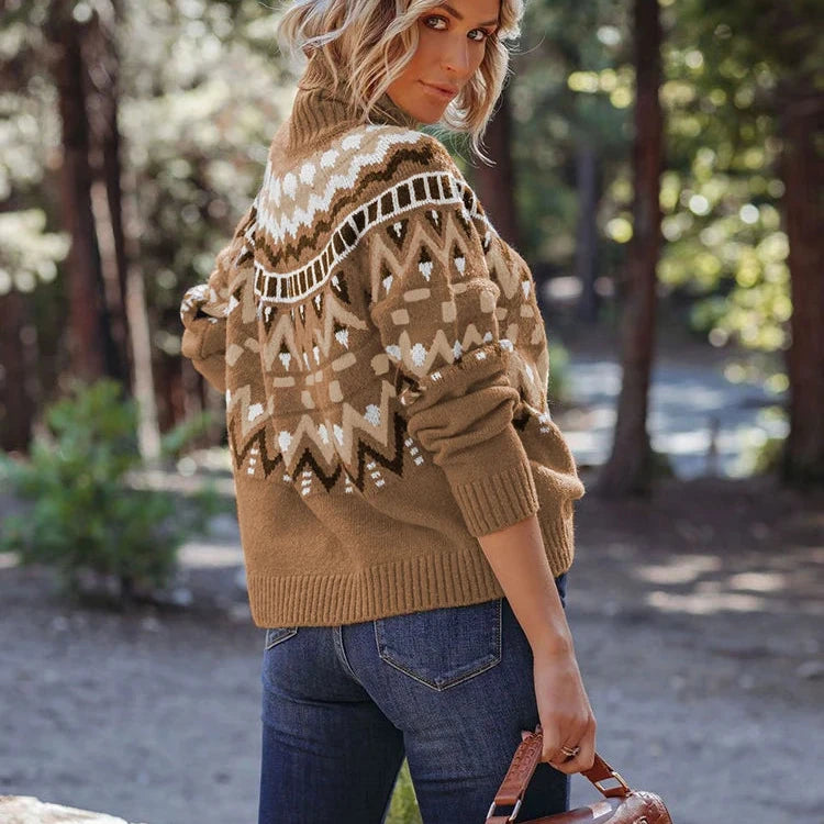 Autumn Geometric Knit Sweater