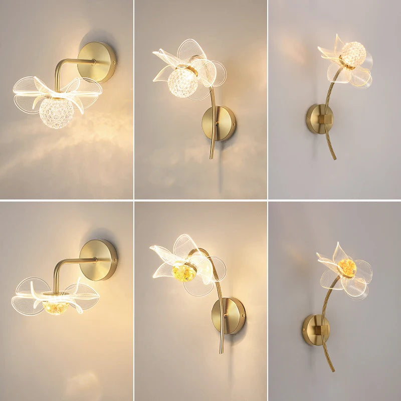 Aurora Bloom Brass Wall Light
