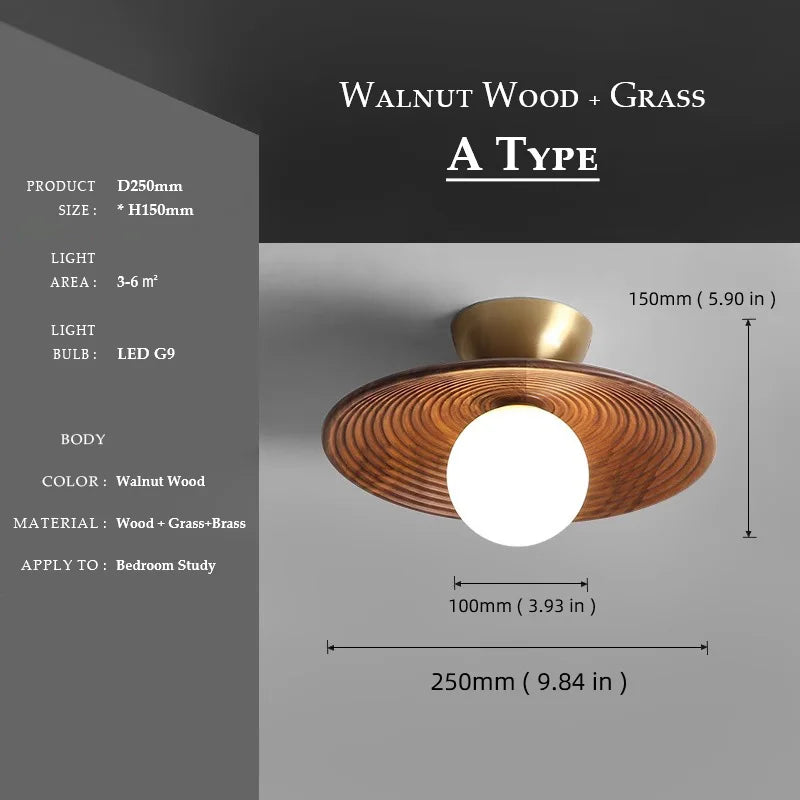 Aurora Wood Disc Ceiling Lamp