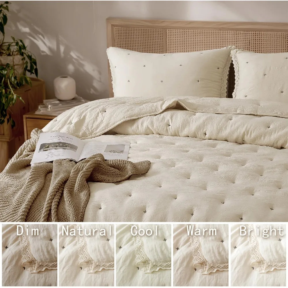 Willow Dusk Lace Quilt Set