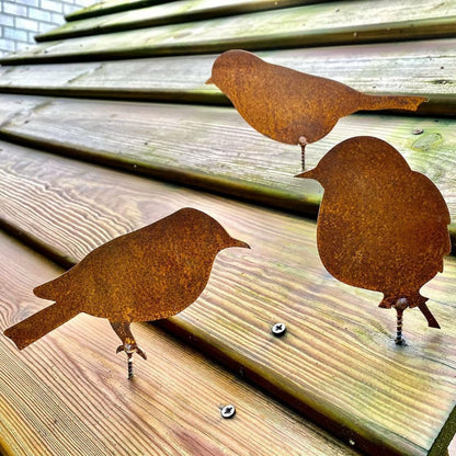 4pcs Rusty Metal Bird Set Fence Decor