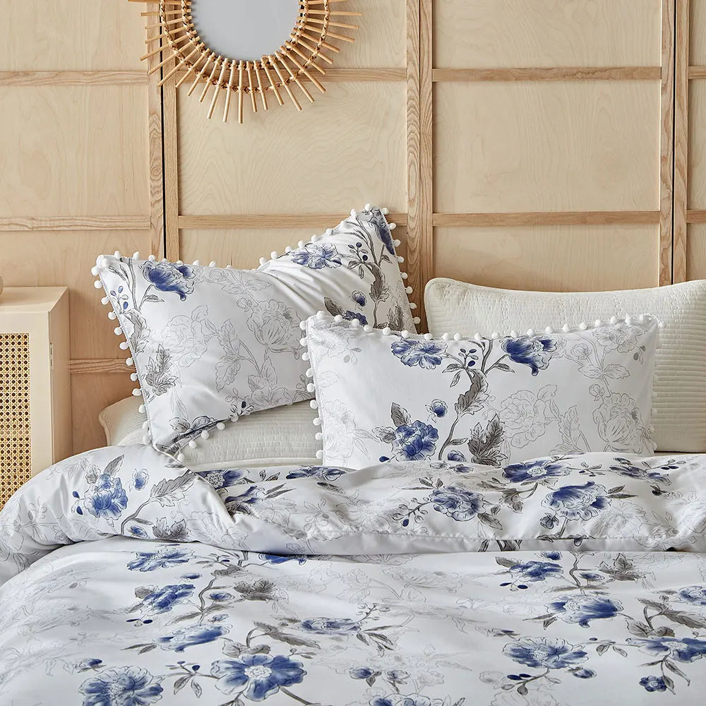 Moonlit Blossom Pom-Pom Duvet Set