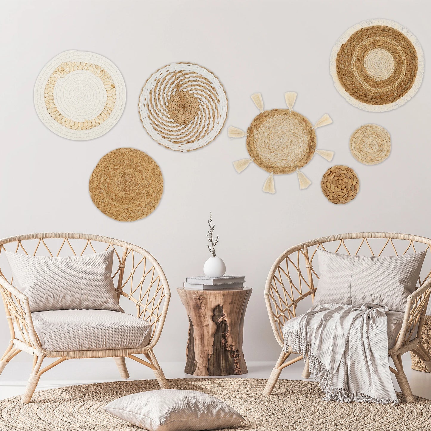 WovenHaven – Rustic Farmhouse Basket Wall Set (7pcs)