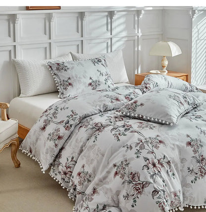 Moonlit Blossom Pom-Pom Duvet Set