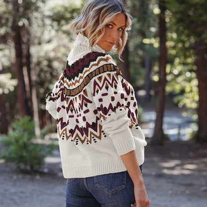 Autumn Geometric Knit Sweater