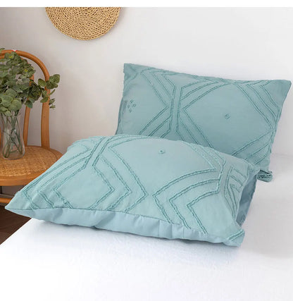 Roselle Tufted Geometric Duvet Cover Set
